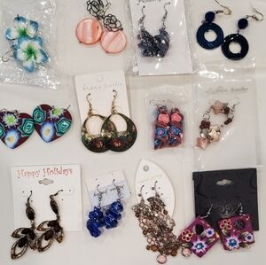 Lot #5 New & Used LARGE Earrings 12 Pairs GREAT TO BUNDLE W/MORE